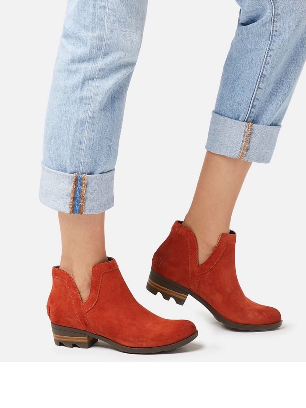 Sorel Women's Suede Ankle Booties in Rust Orange